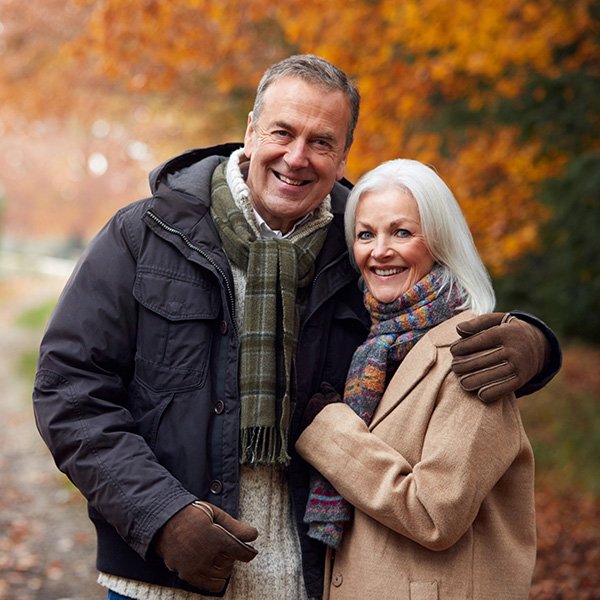 Elderly couple in fall 